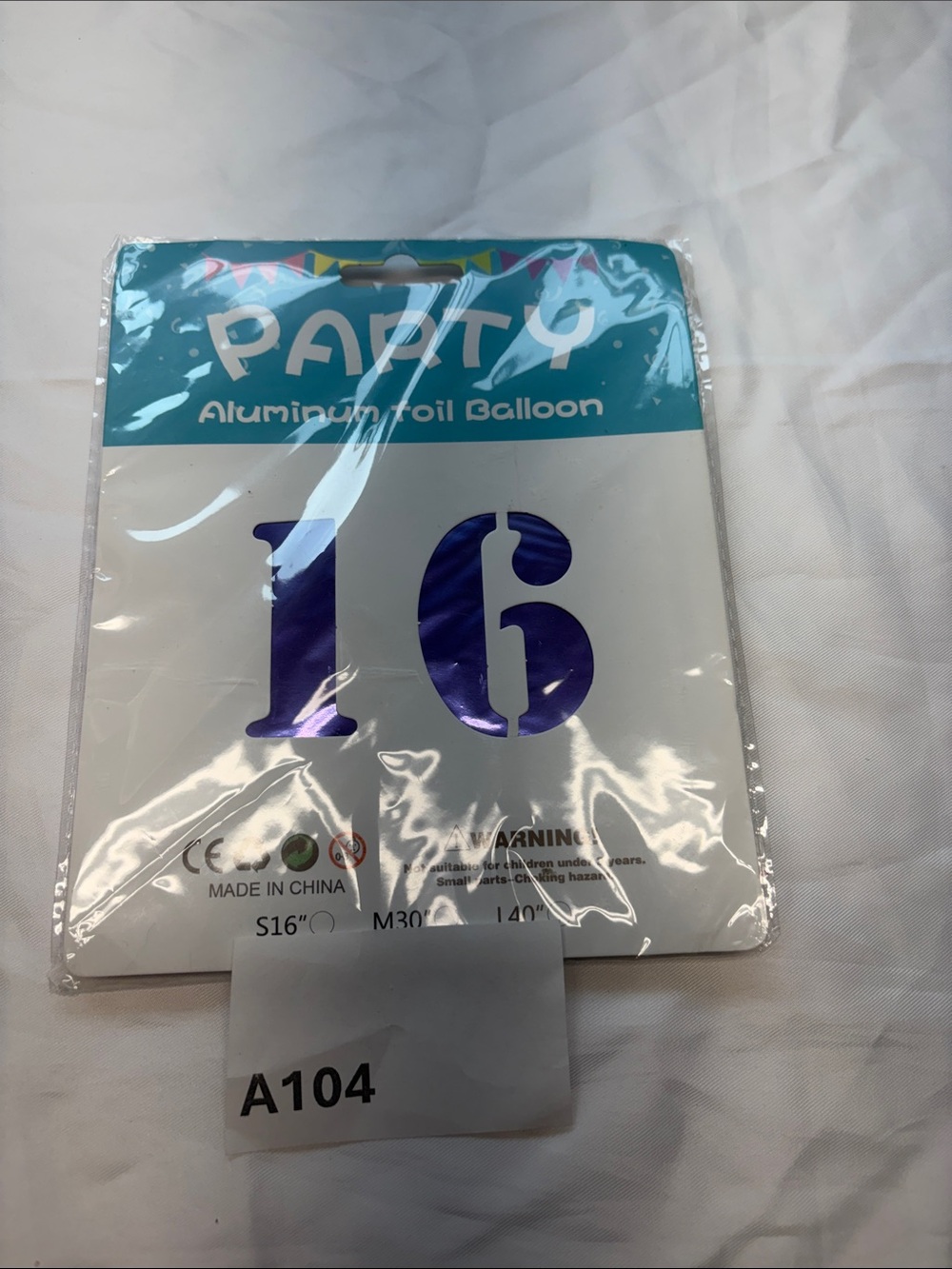 Party Aluminum Foil Balloon Number 16 - Purple